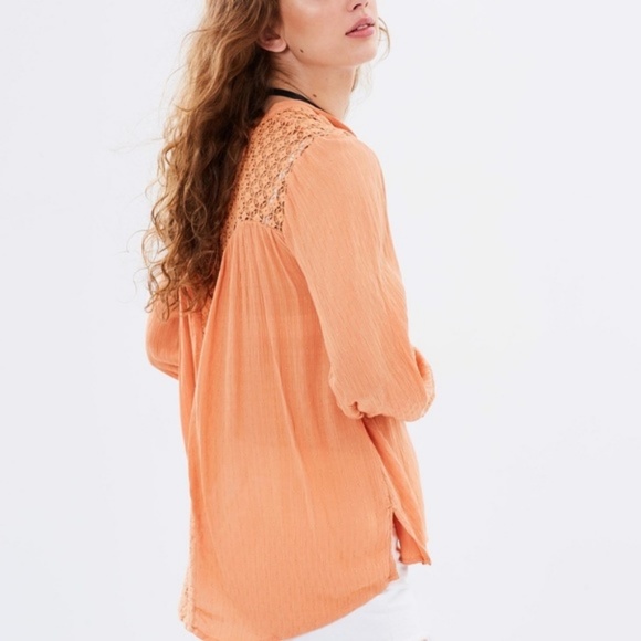 New Free People Peach The Best Button Down Blouse - Picture 1 of 8